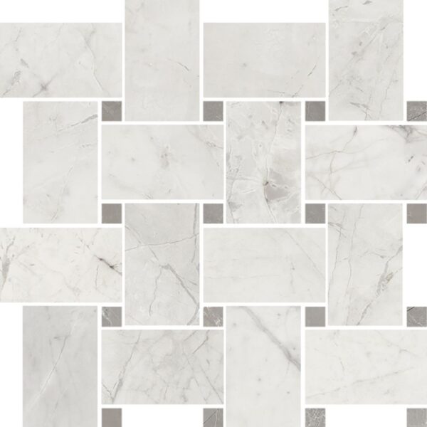 Bouquet White Shine Basketweave Mosaic Polished tile