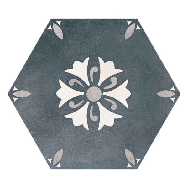 Café Teal Lily 8" Hex Matte tile