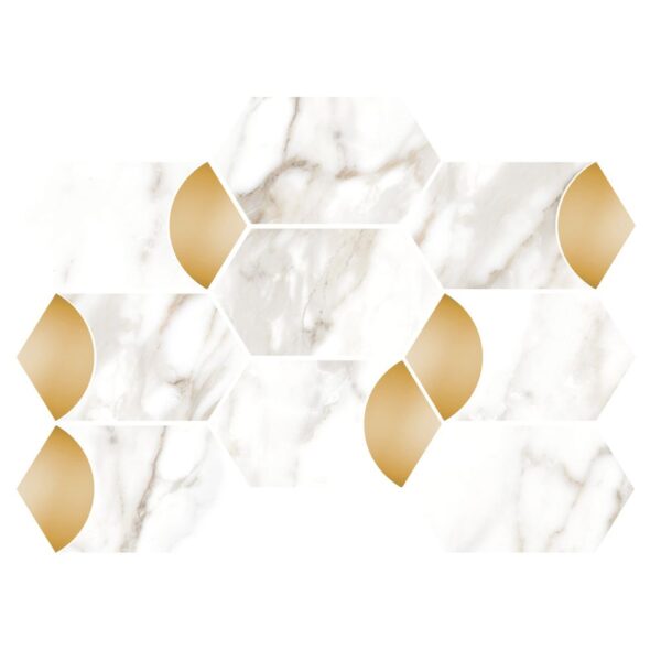 Luca Grey Hex W/ Copper Polished tile