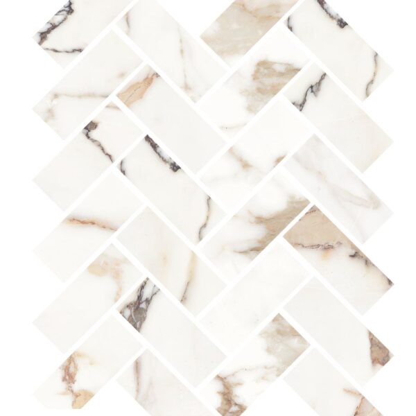 Luca Oro Herringbone Mosaic Satin tile