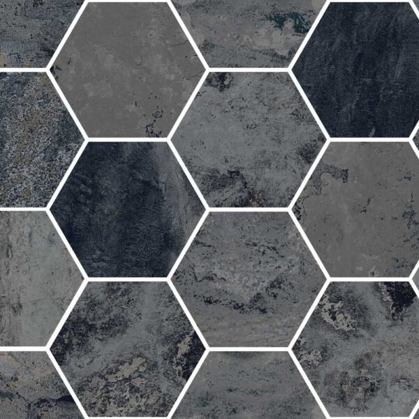 Meta Night 3" Hex Mosaic Matte tile