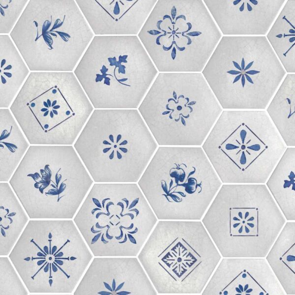 Monaco White Lotus Hex 6x7 Glossy tile