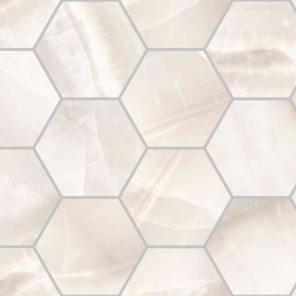 Onyx White 4" Hex Polished tile