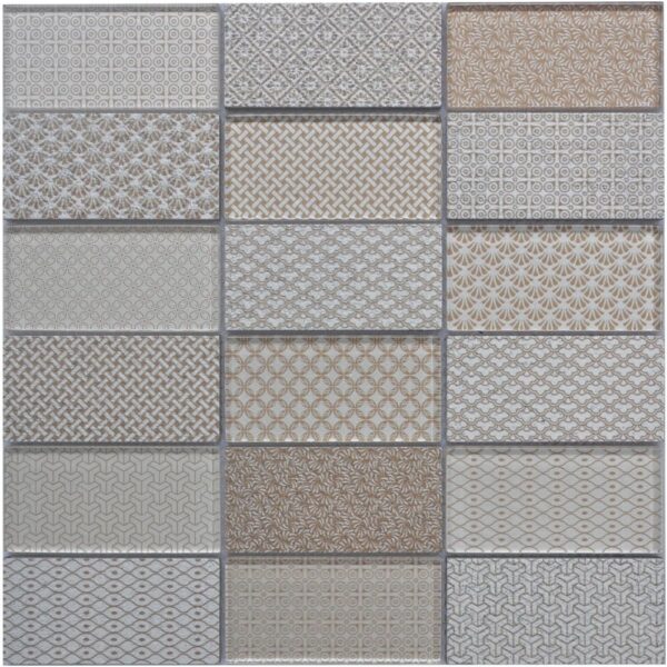 Matrix 4x2 Glass/Trav Linen Multi-Texture tile