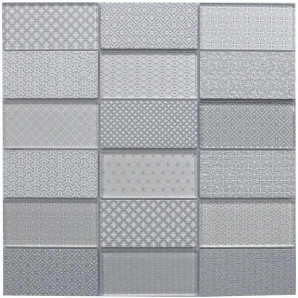Matrix 4x2 Glass/Trav Steel Multi-Texture tile