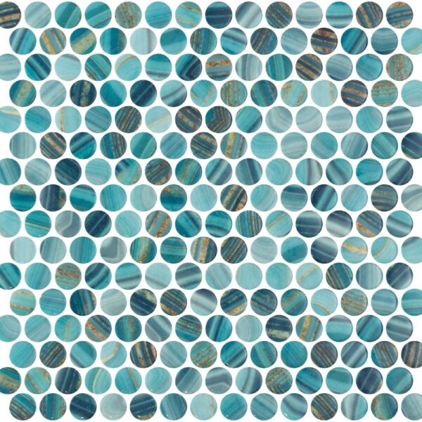 Miami Azure Penny Glossy tile