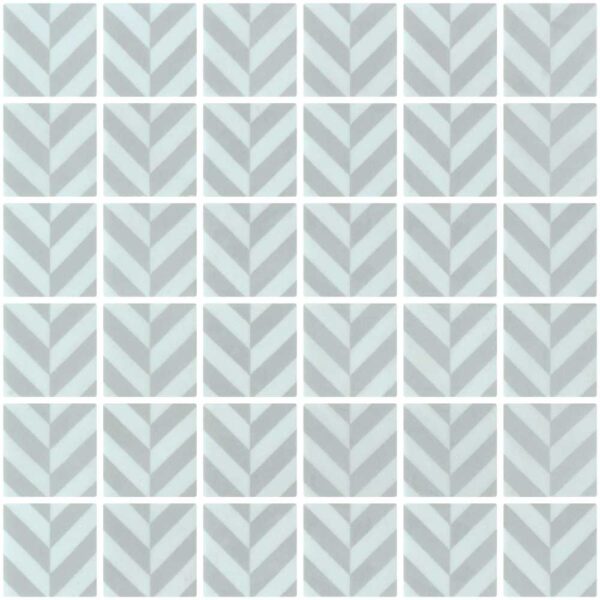 Deco Chevron Lt Grey 2x2 Mos tile