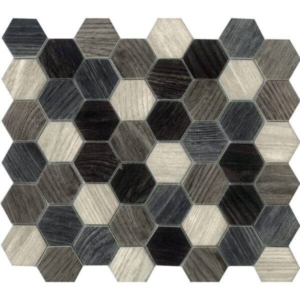 Digital Glass Dk.Grey Hexagon Matte tile