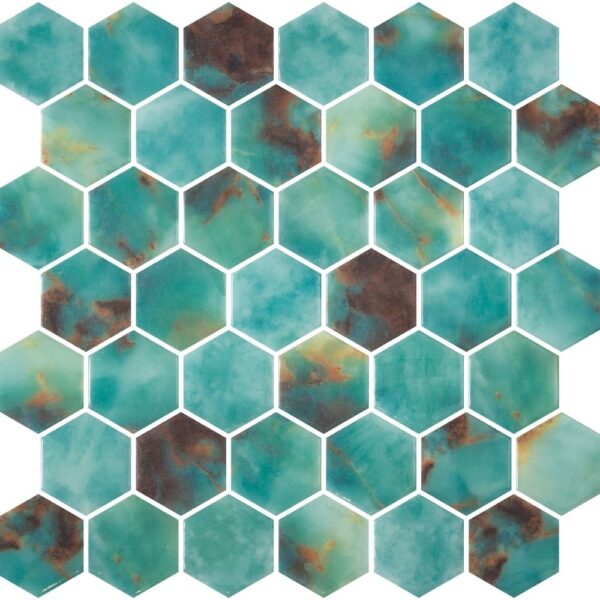 Miami Turquoise Hex 2 Glossy tile