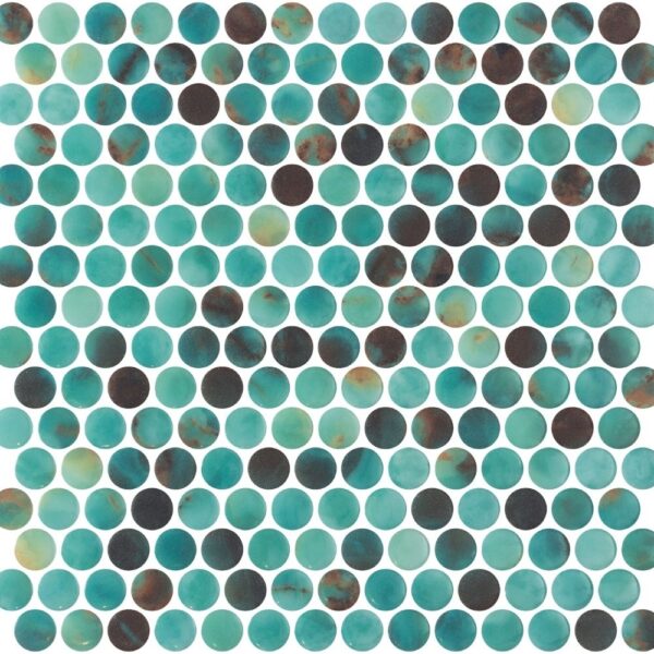 Miami Turquoise Penny Glossy tile
