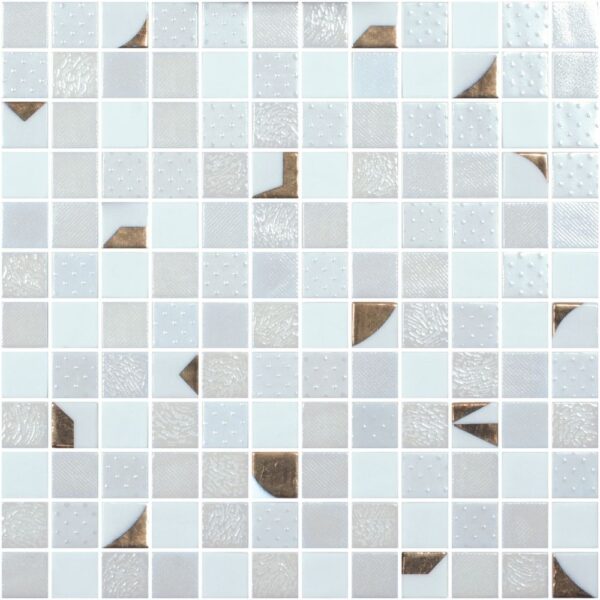 Vegas White/Gold 1x1 Glossy tile