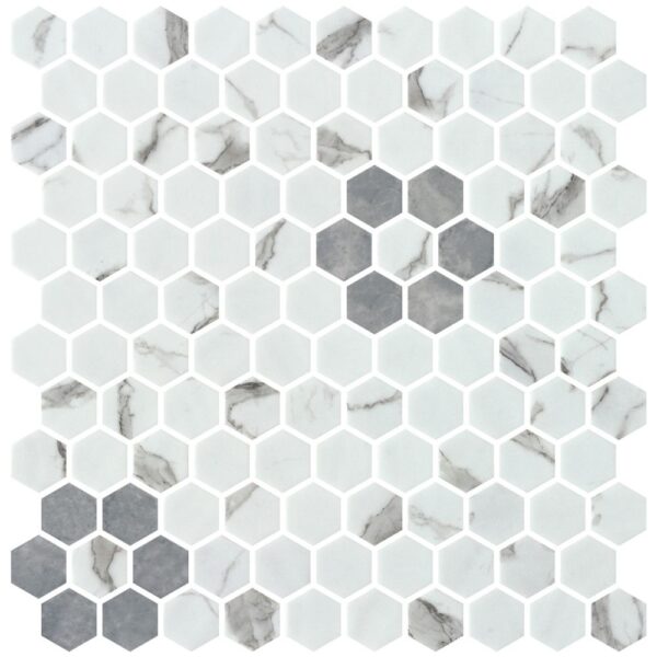 Chicago White/Grey Rosette Matte tile