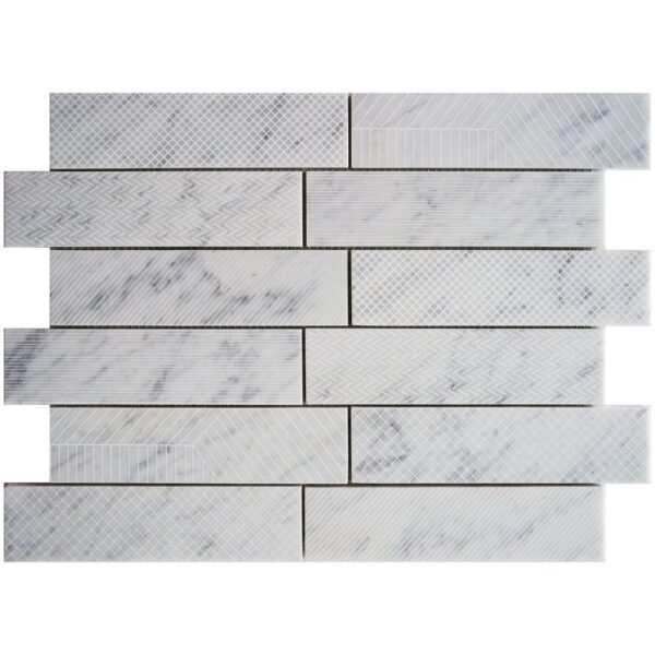 Digital Marble Carrara 2x8 Mosaic Matte tile
