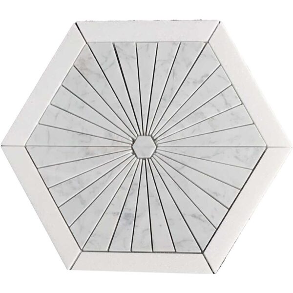 Cristallo 3 Waterjet Carrara + Thassos Honed tile