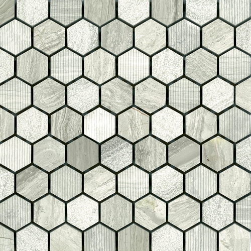 Driftwood White/Grey 1 Hex Honed tile