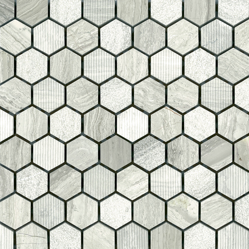 Driftwood White/Grey 1 Hex Honed tile