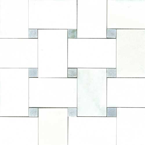 Thassos Lg Basketweave W/Celeste Polished tile