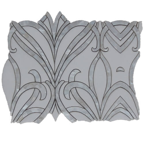 Cristallo Waterjet Orchid Thassos Shell Polished tile