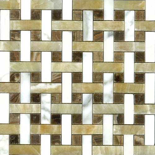 Calacatta Gold Oro Basketweave Mosaic Satin tile