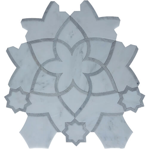 Cristallo 2 Waterjet Statuario/Lt Grey Honed tile