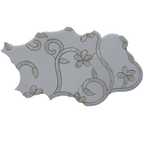 Cristallo Waterjet Thassos Shell Polished tile