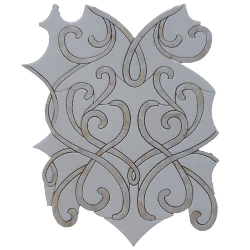 Cristallo Waterjet Thassos Shell Polished tile