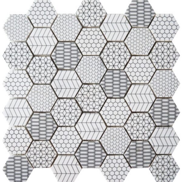 Digital Marble White 2 Hex Matte tile