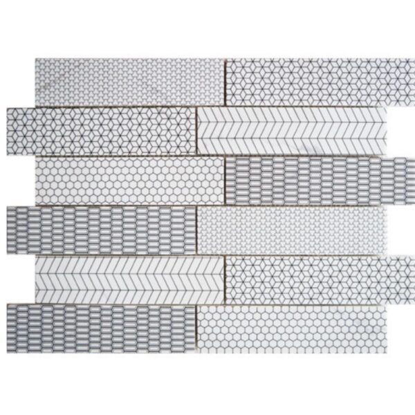 Digital Marble White 2x8 Mosaic Matte tile